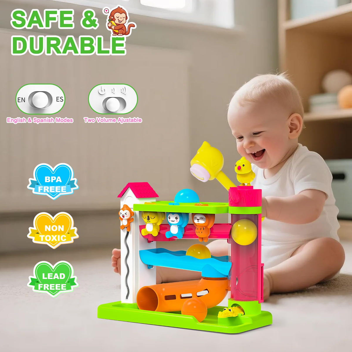 VOILBTOY toy in music mode lights up and plays tunes for fun.