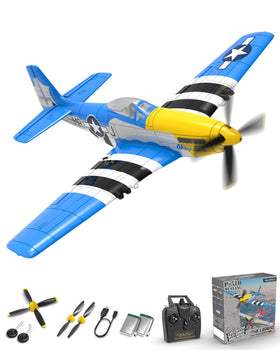 VolantexRC P51D Mustang airframe showing a sturdy, beginner-friendly design for steady flights