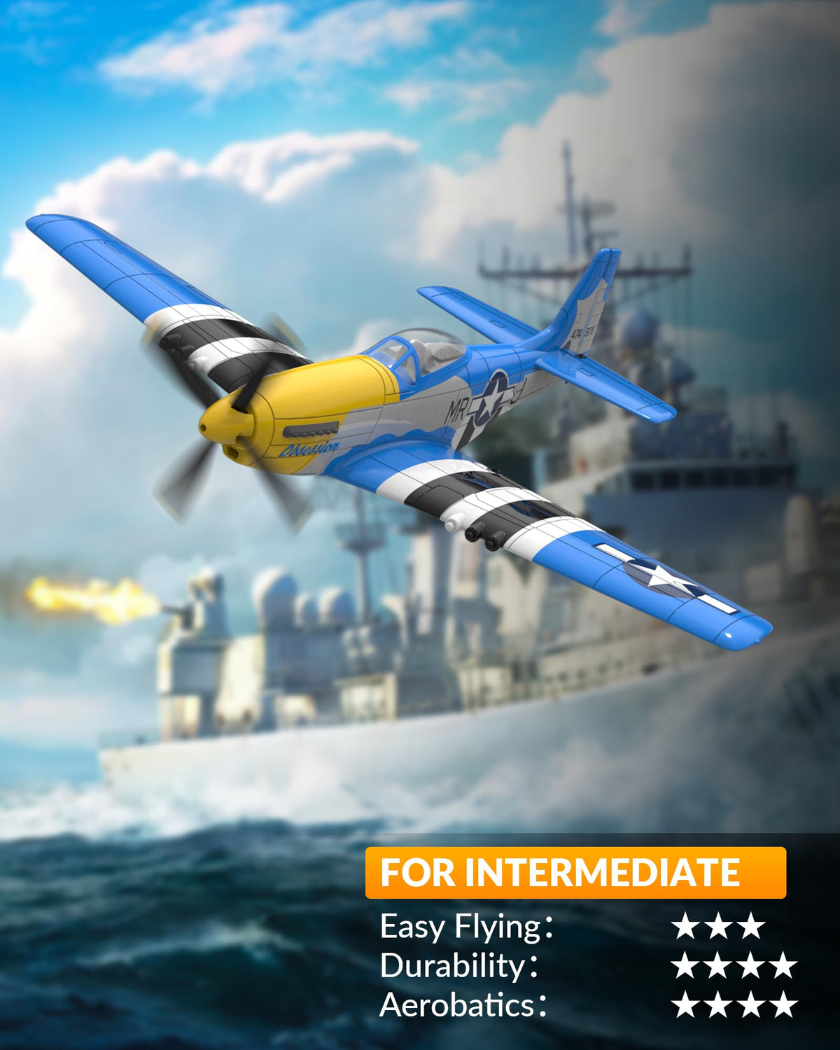 VolantexRC P51D Mustang gyro stabilizer improves stability and smooth handling