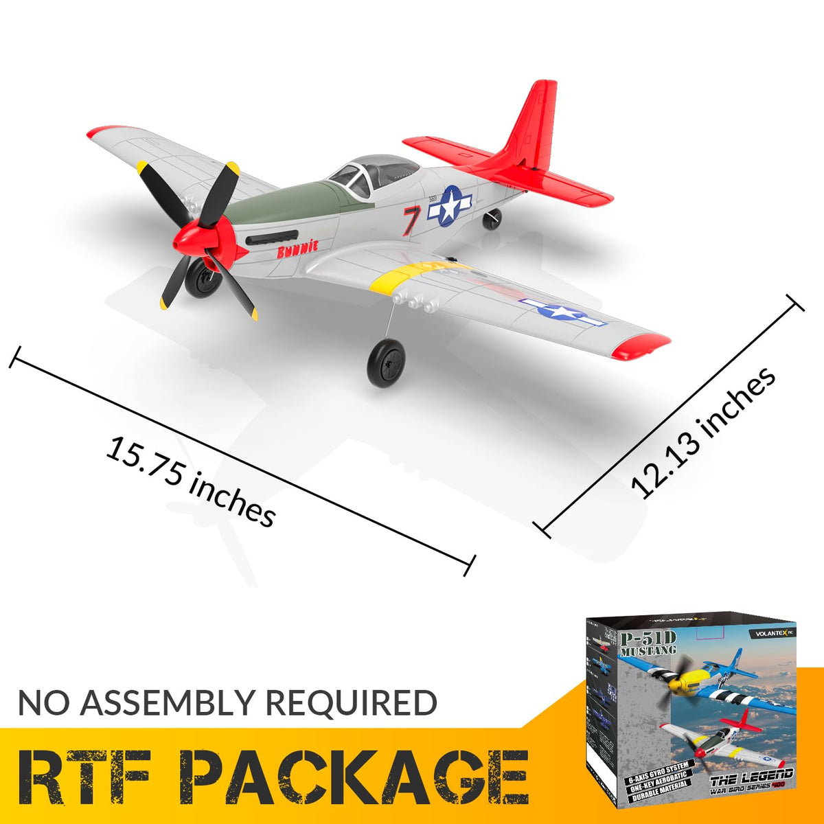 VOLANTEXRC P51D Mustang RC Plane in-flight demonstrates precise aerobatics