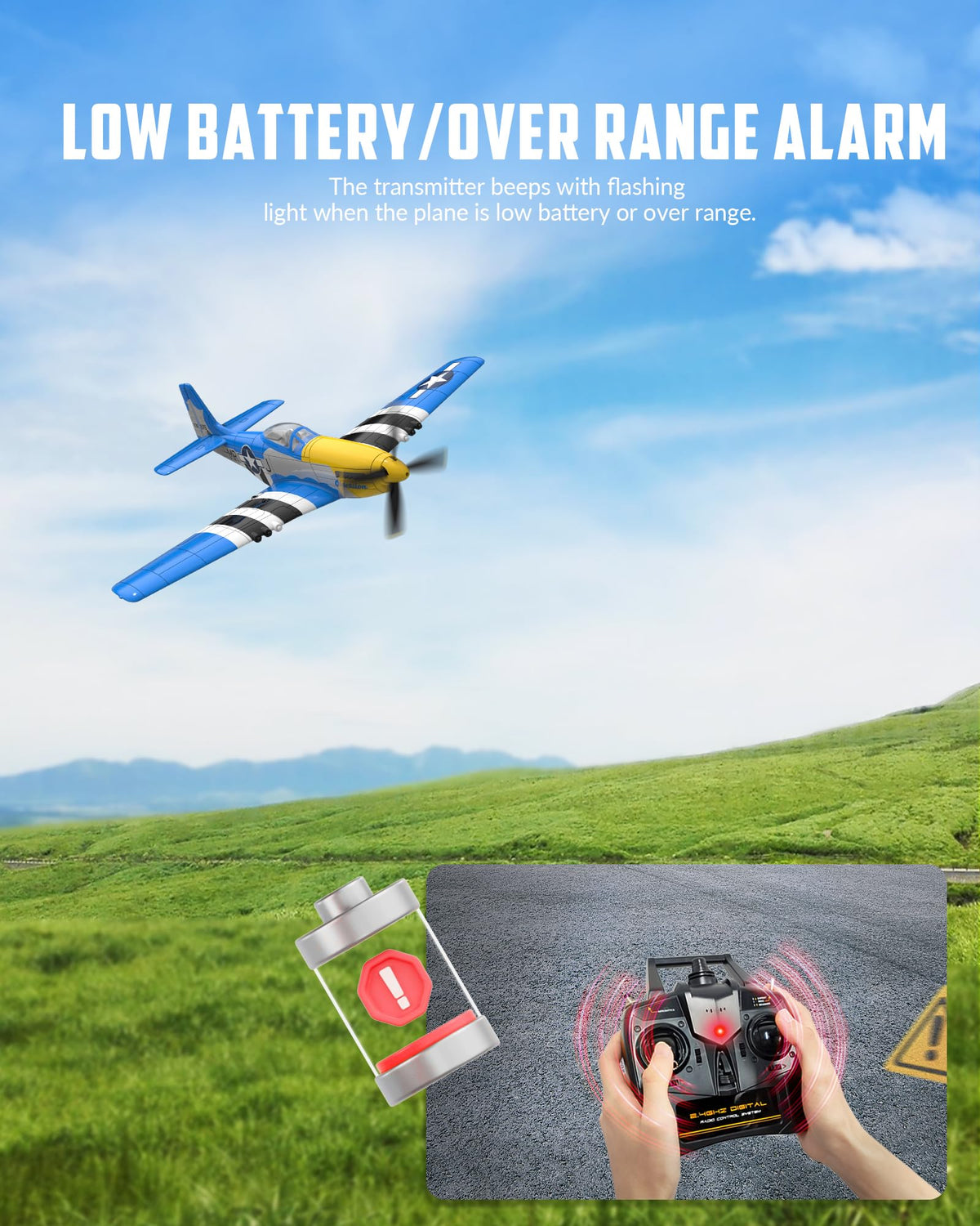 VolantexRC P51D Mustang thrust gearbox increases speed and efficiency