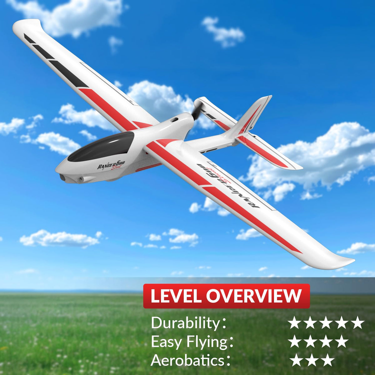 VolantexRC Ranger600 glider, in-flight low-angle flight for graceful maneuvering