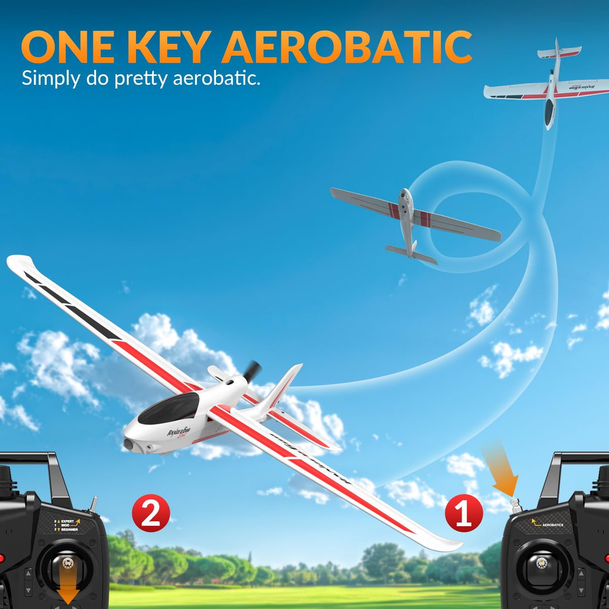 VolantexRC Ranger600 glider, top view, ready-to-fly setup for quick starts
