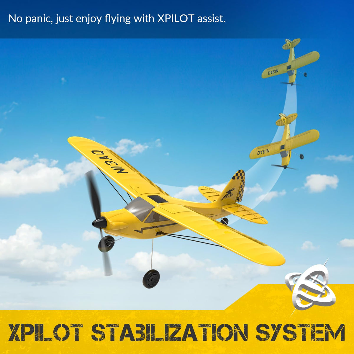 VolantexRC RC Plane Trainer gyro stabilizer close-up for smoother flights.