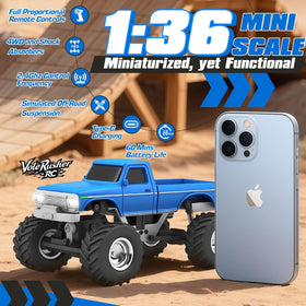 VoleRusher RC 4WD blue rear view highlighting sturdy off-road stance.