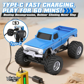 VoleRusher RC 4WD blue reinforced chassis for rough terrains.
