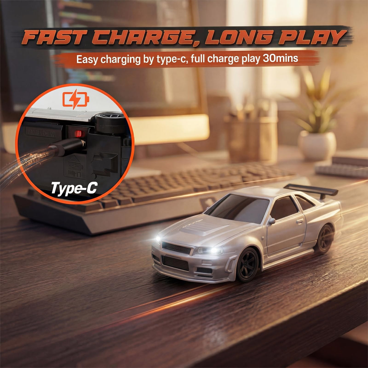 VoleRusher RC drift cones setup on desk track for practice