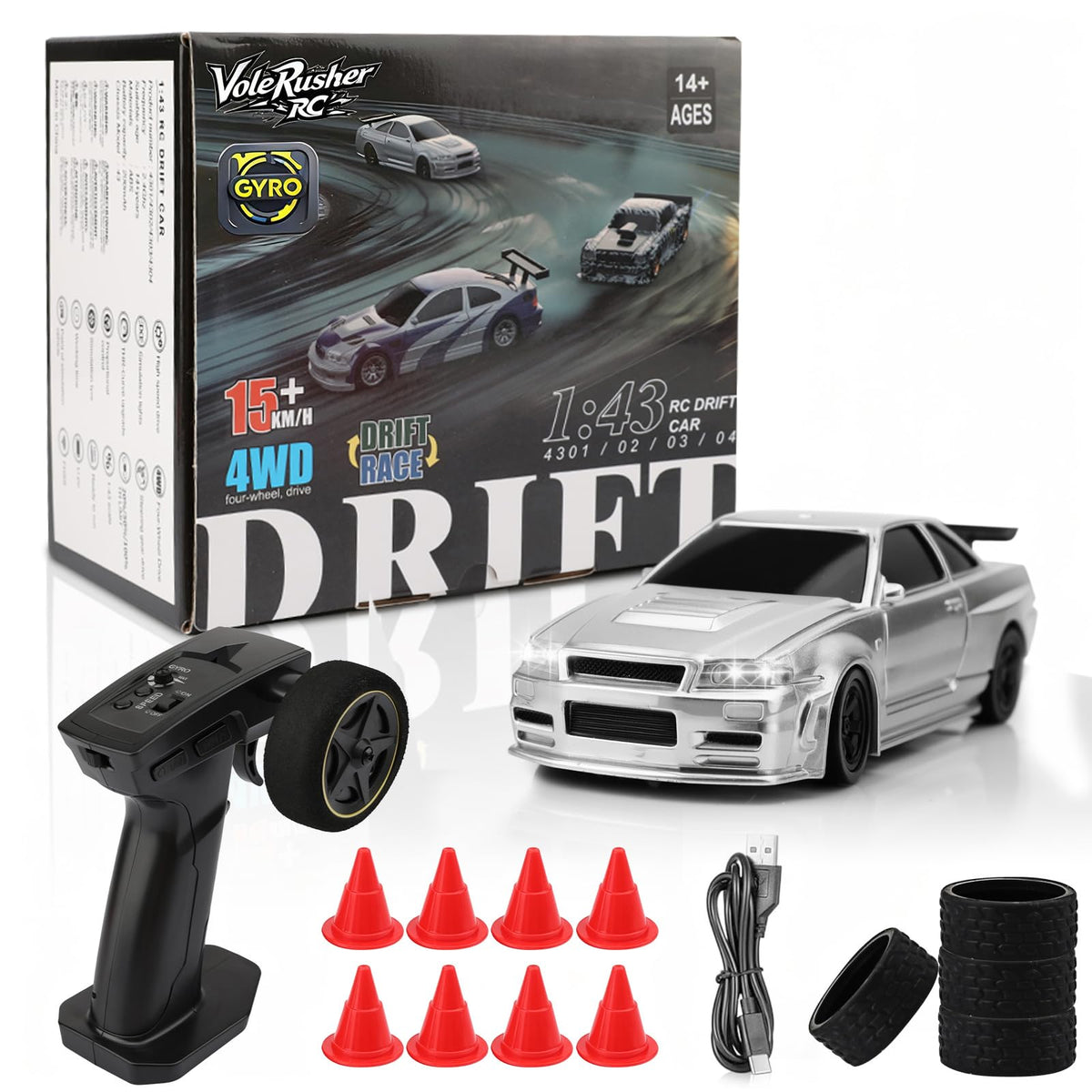 VoleRusher RC mini drift car front view with compact precision control indoors