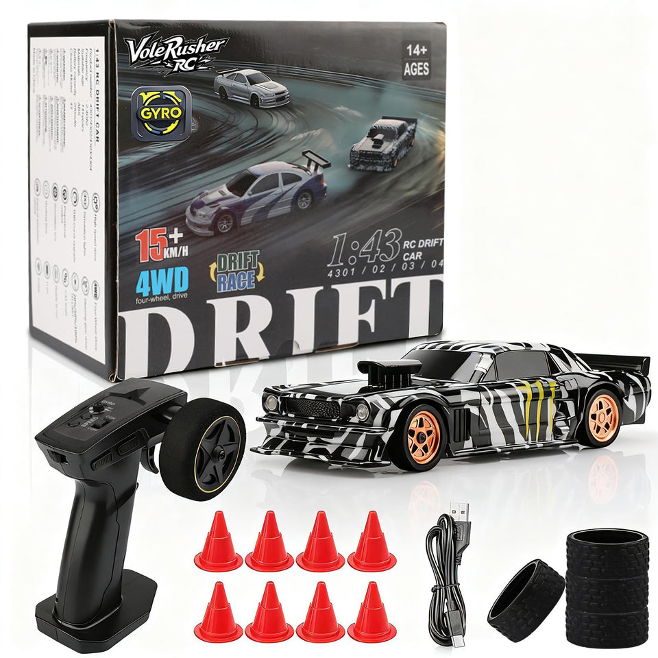 VoleRusher RC mini drift gyro car indoors for precise control.