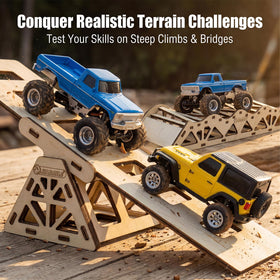 VoleRusher RC textured wooden bridge aids precise handling on uneven terrain.