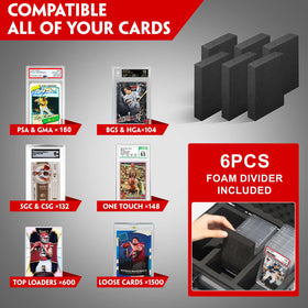 Vollicaifit adjustable-height card slots with removable pads adapt to card sizes.