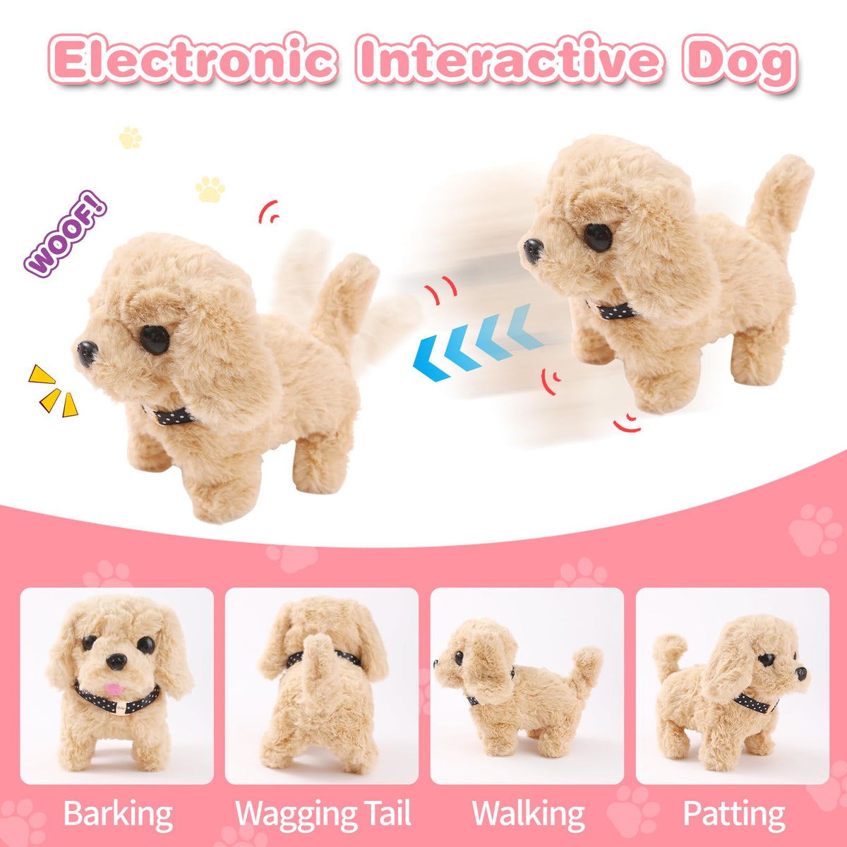 Volmop dog toy with bowl and leash for realistic pet care role play