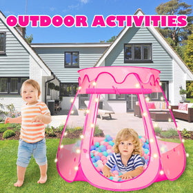 Volscity princess tent for indoor and outdoor use during parties.