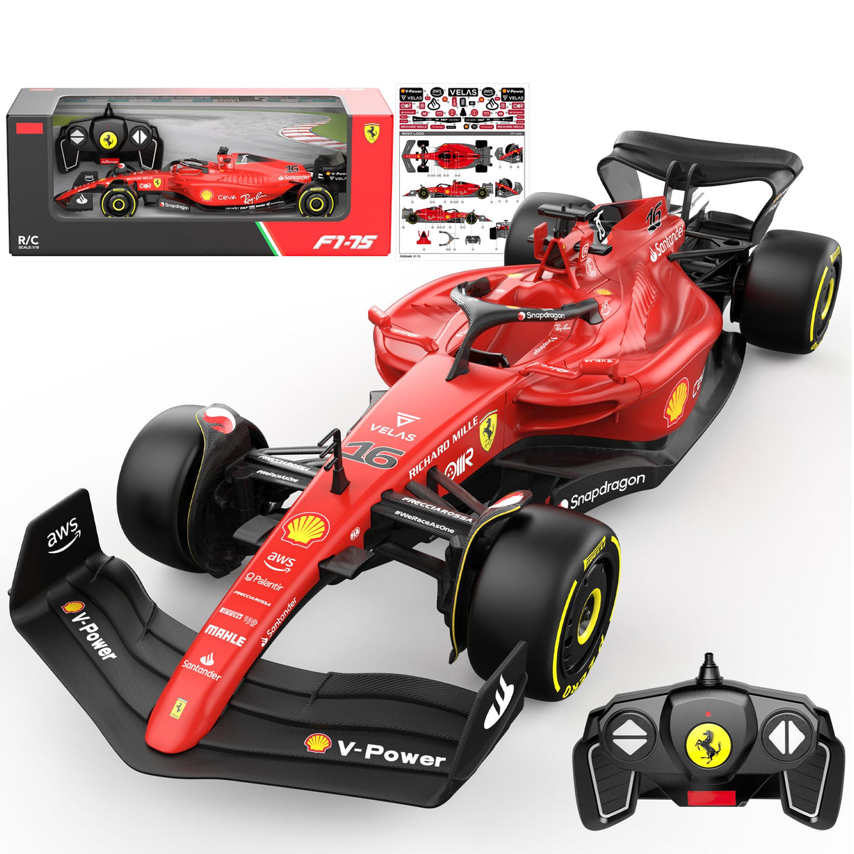 Voltz Toys Ferrari F1 75 body shows glossy finish and authentic scale detail for display or play.