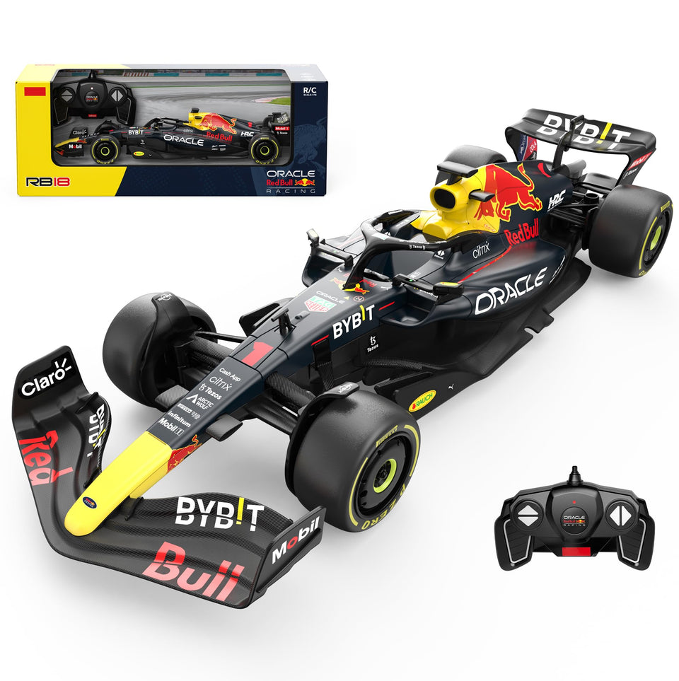 Voltz Toys RedBull RB18 RC car front view, ideal display piece for fans and collectors.