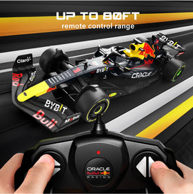 Voltz Toys RedBull RB18 RC car left side profile, compact scale replica for display.