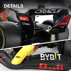 Voltz Toys RedBull RB18 RC car remote control, demonstrates 2.4 GHz connectivity and range.