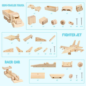 Vomocent semi-trailer truck kit during assembly encourages fine motor skills and problem solving.