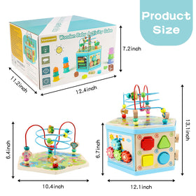 Vomocent wooden activity cube gift-ready packaging suitable for birthdays