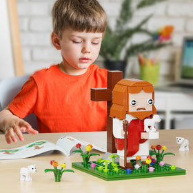 VONADO Jesus building set with LED light adds warm nighttime glow.