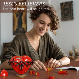 VONADO Sacred Heart with flame on top and cross light for faith-inspired display.