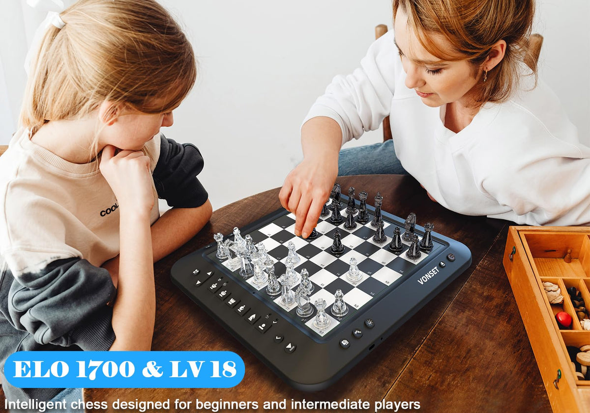 Vonset P6 magnetic chess pieces close-up showing secure magnetic adsorption