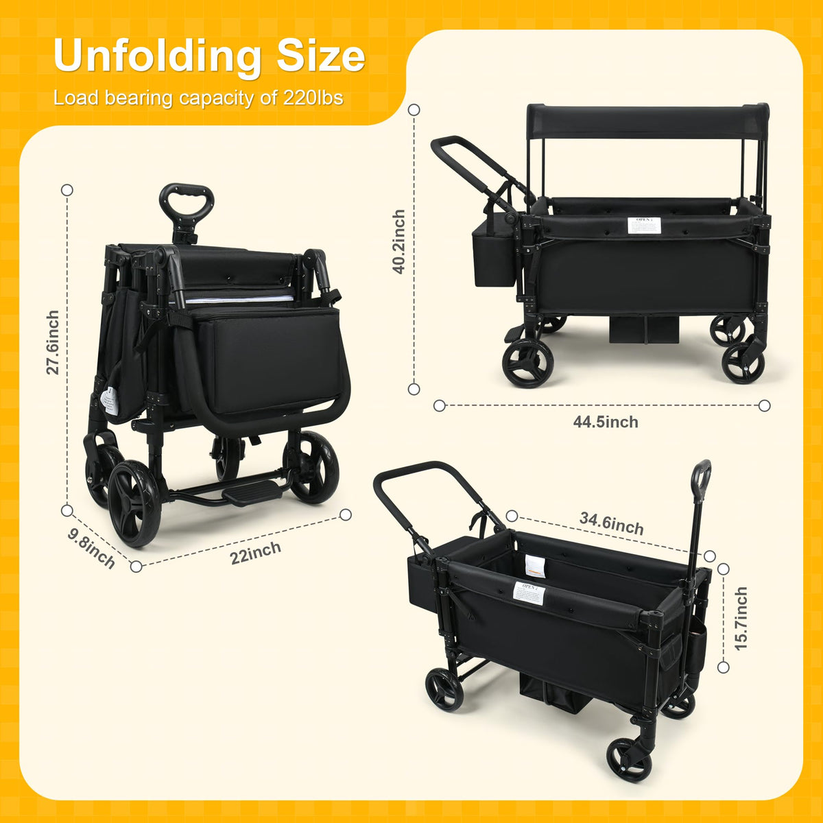 VOOI Stroller Wagon collapsible design for easy storage