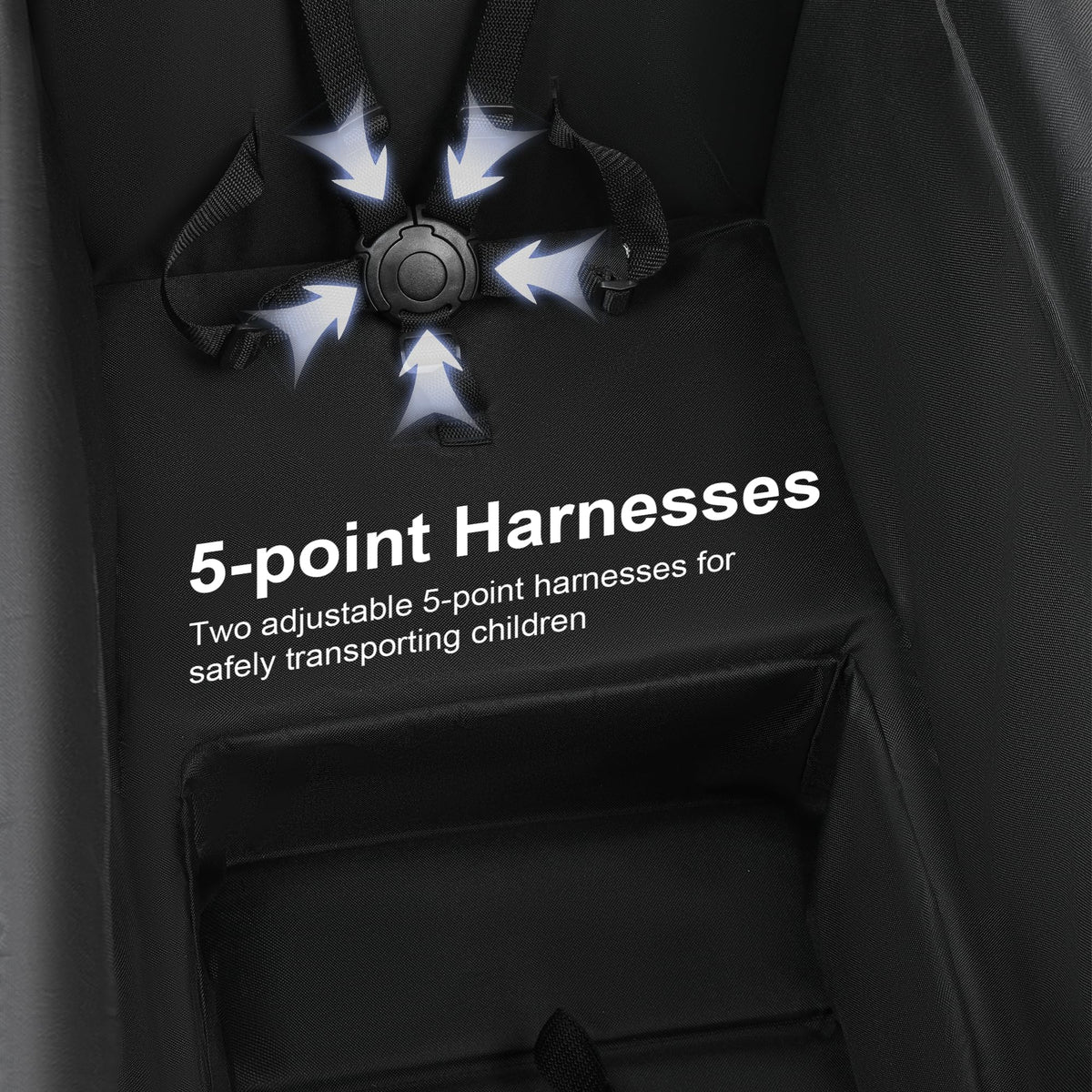 VOOI Stroller Wagon five-point harness keeps children securely seated