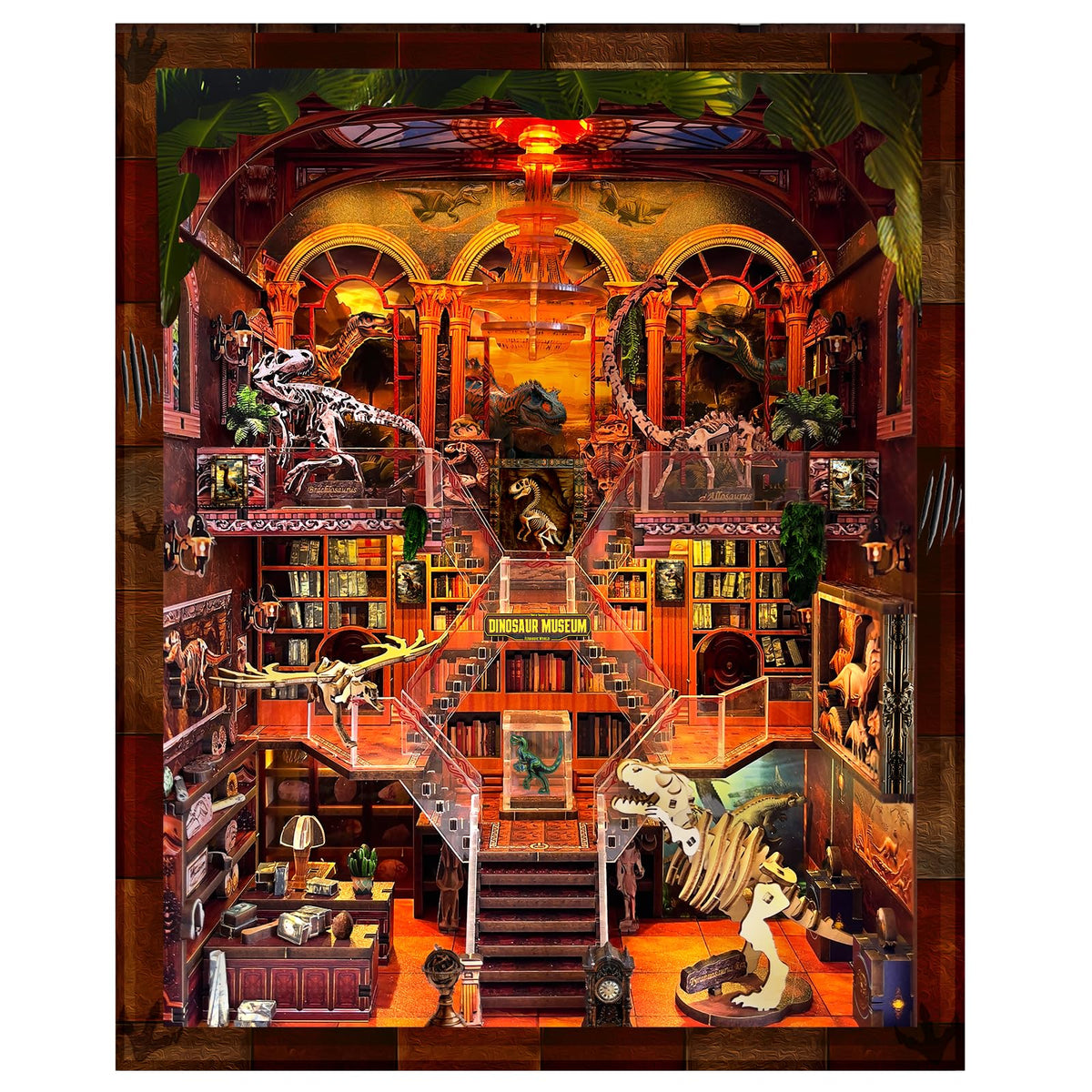 VORATHIS Dinosaur Museum Book Nook with dinosaurs on display, elevating shelf decor