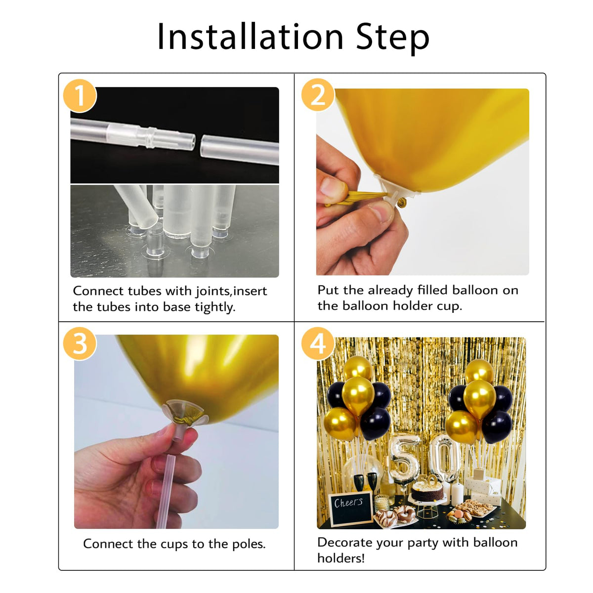 VORPVAOE balloon stand packaging and contents overview.