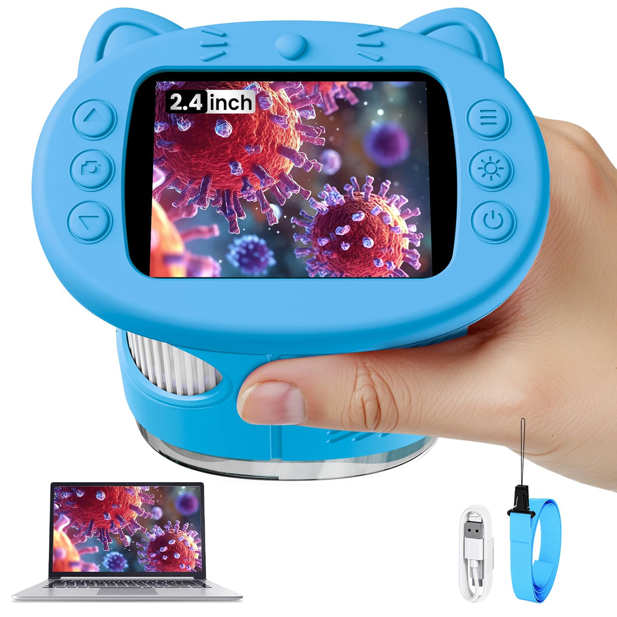 Vorth Kids Microscope with 2.4-inch screen shows vivid details for easy exploration.