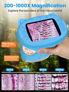 Live observation mode lets kids view specimens in real time.