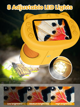 Vorth Microscope memory card mode supports video capture for sharing experiments.