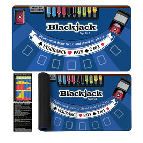 Vortissza blackjack table mat 70x35 laid out for six to eight players, authentic casino feel.