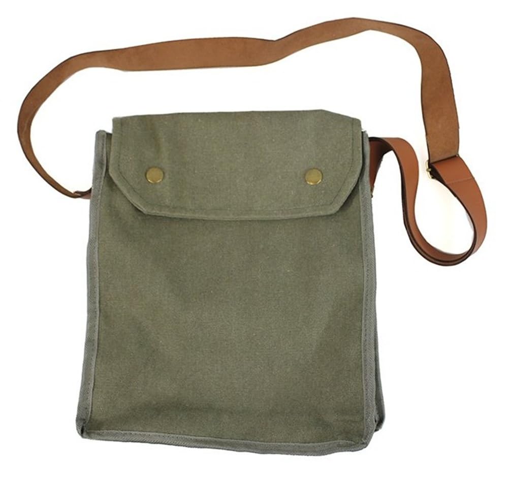 Vosariy Indiana Jones MK VII gas mask bag in green, vintage-inspired prop for cosplay.