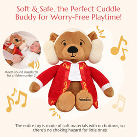 Vosego Amadeus Mozart plush bear biography inside, encouraging storytelling and language play