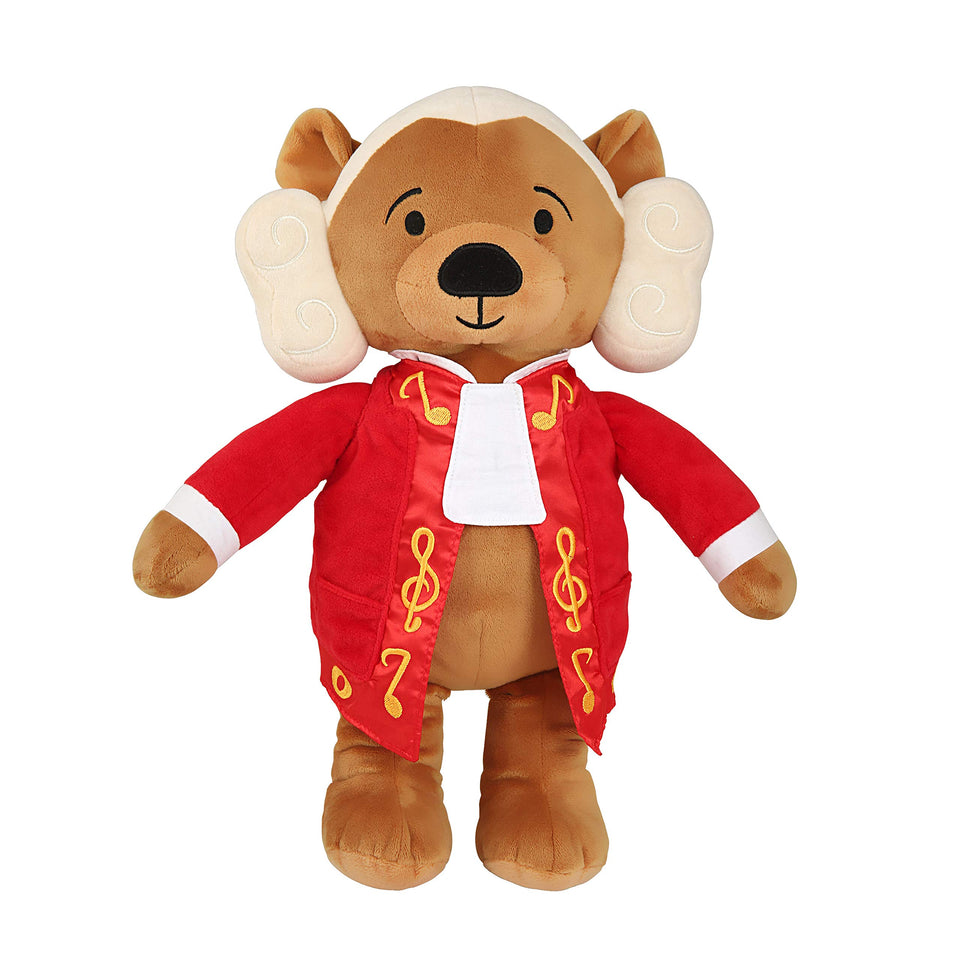 Vosego Amadeus Mozart plush bear front view, soft learning companion for babies