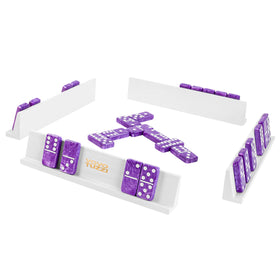 Vovotuzzi dominoes close-up in purple features a premium finish.