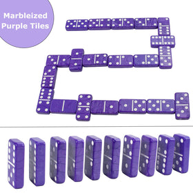 Close up of Vovotuzzi double six purple domino tiles