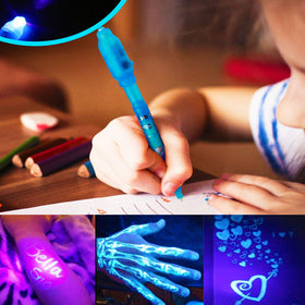 Batteries included for immediate use with VOVRU invisible ink pens.