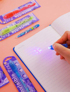 VOVRU spy pen with cap light reveals hidden messages during a treasure hunt.
