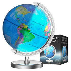 Voxelure 12-inch illuminated globe with world map for learning and night viewing