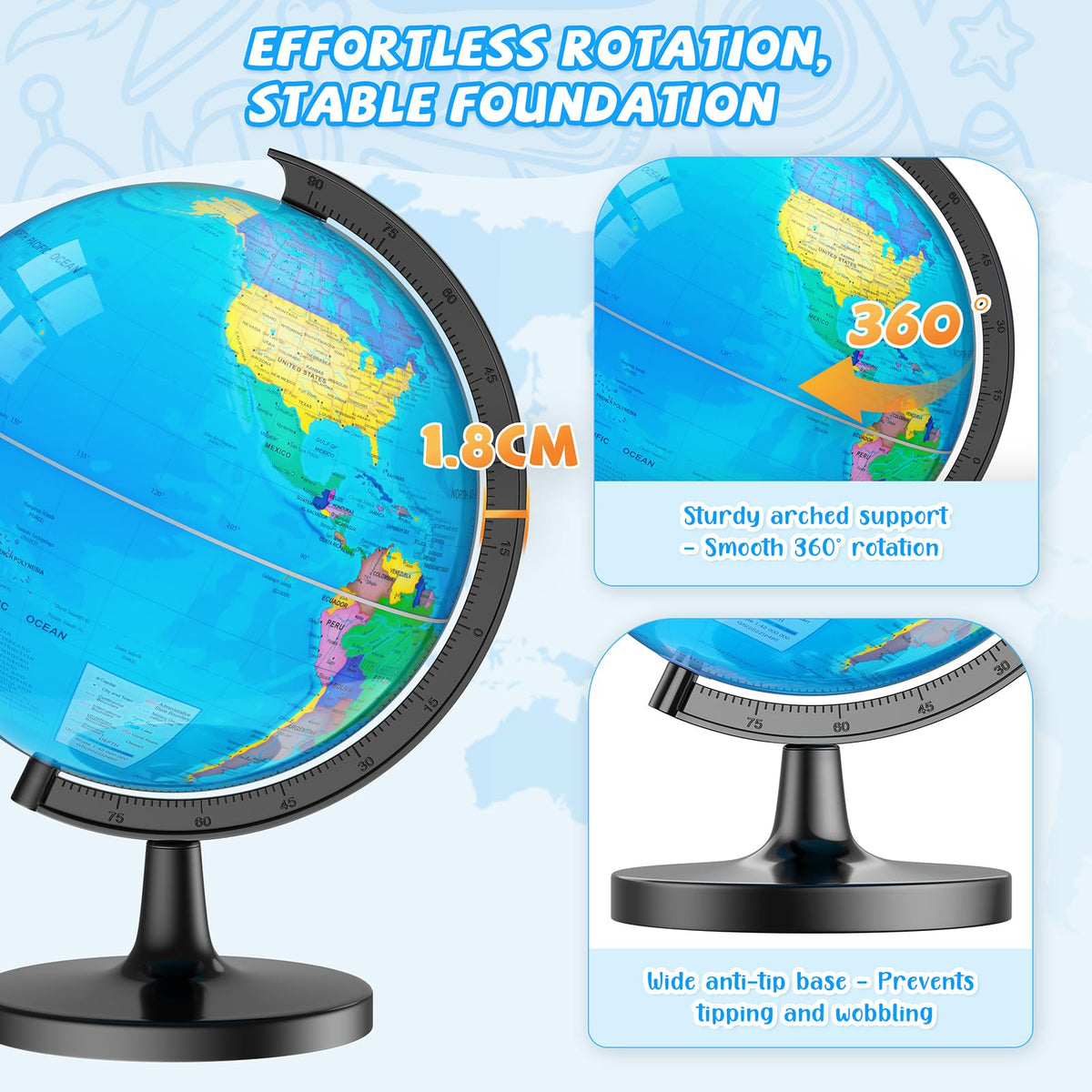 Voxelure globe shows islands, countries, and ocean currents for geographic exploration