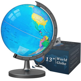 Voxelure 13-inch globe showing clear boundaries for geography study.