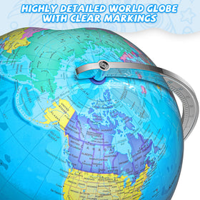 Voxelure globe on a stable metal base for smooth rotations