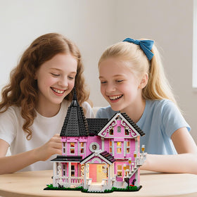 Voxifyx Pink Palace three-story exterior showcases a cute fairy-tale vibe.