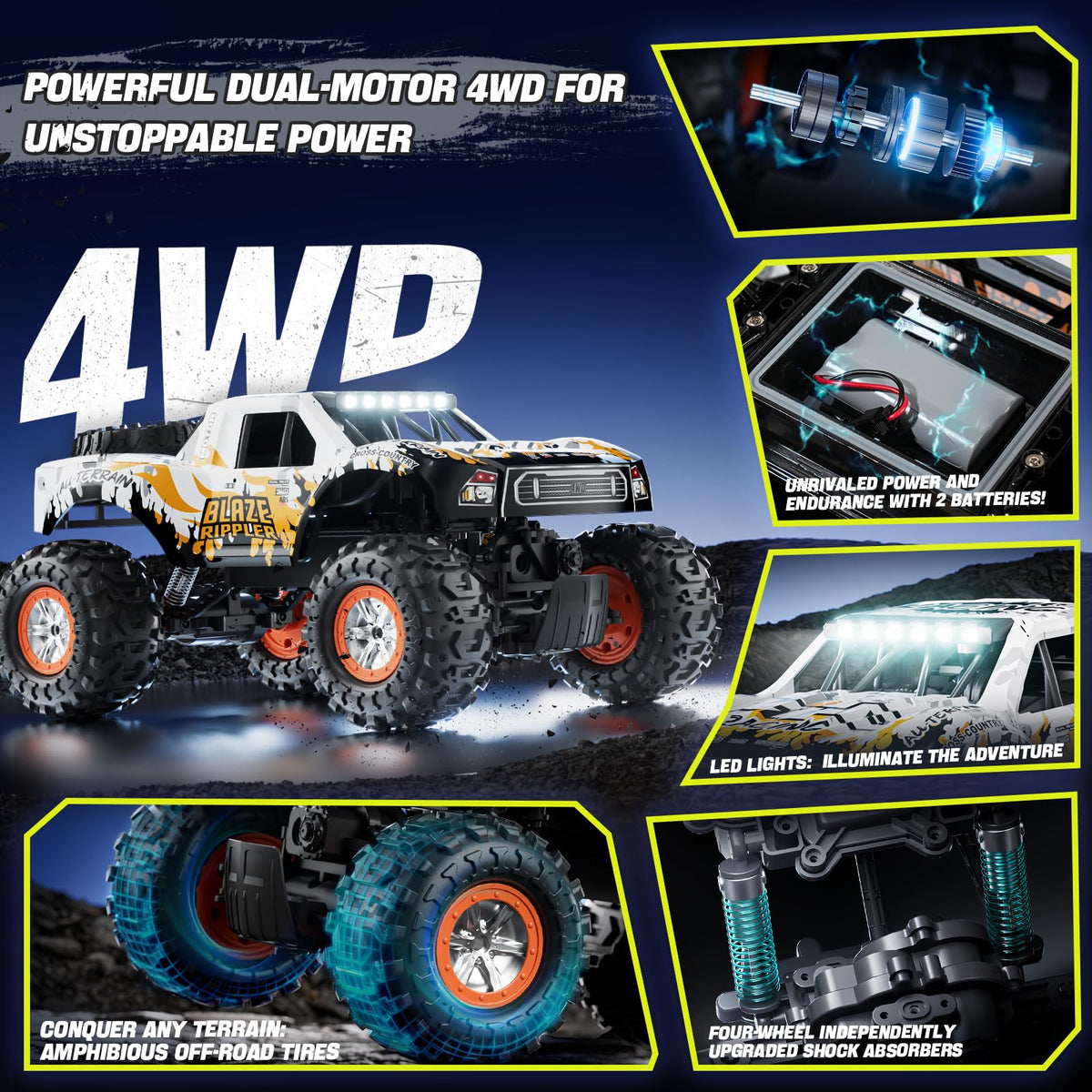 Voxiranel 4x4 off-road on grass and mud highlighting grip