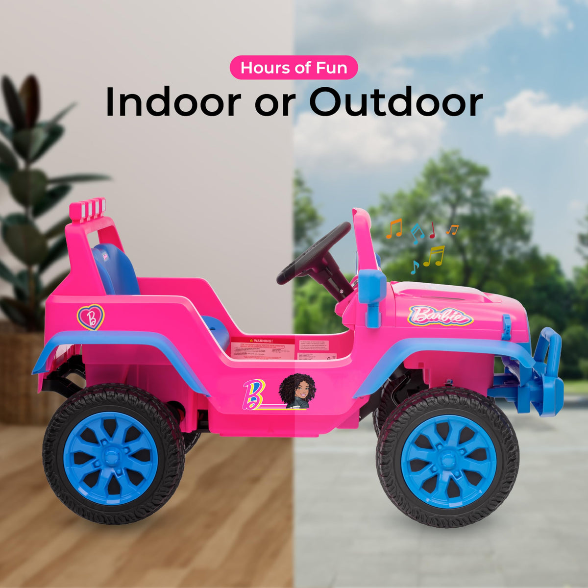 Voyager Barbie 12V ride-on featuring press-button start for easy ignition