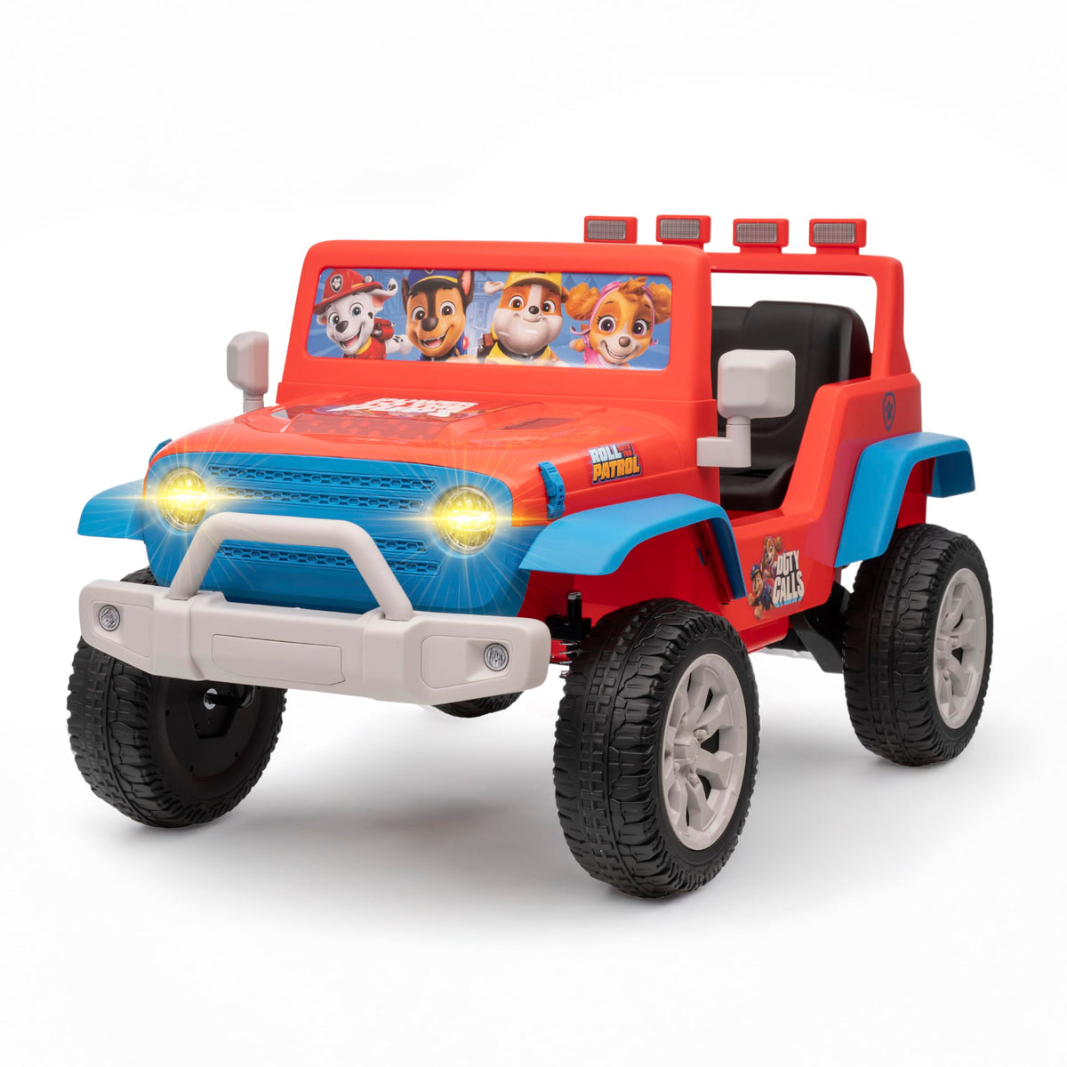 Voyager Paw Patrol 12V ride-on car, front view for outdoor fun and safe play