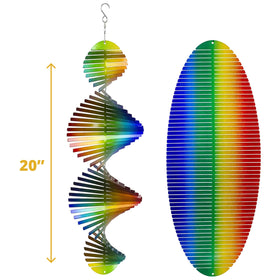 VP Home kinetic wind spinner in rainbow hues enhances garden ambiance.